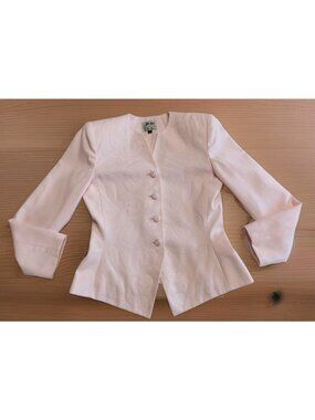 Le Suit Pink Embroidered Blazer Women’s 8 Career Dress Jacket